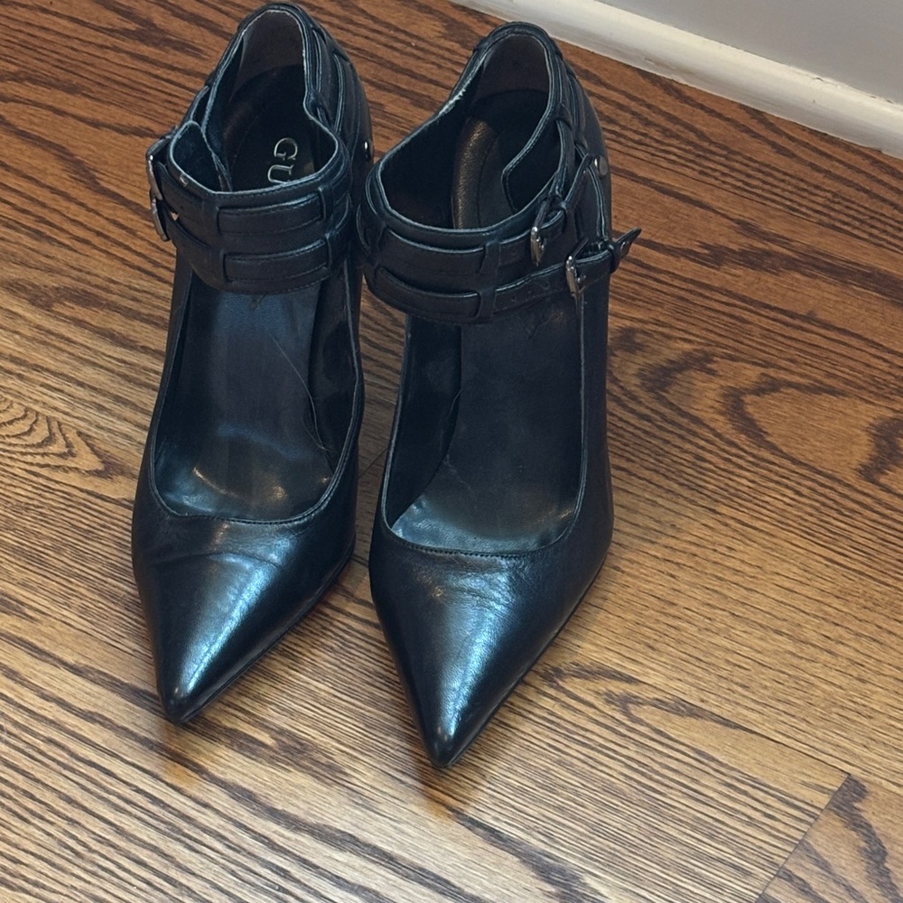 Guess Black Ankle Strap Heels
